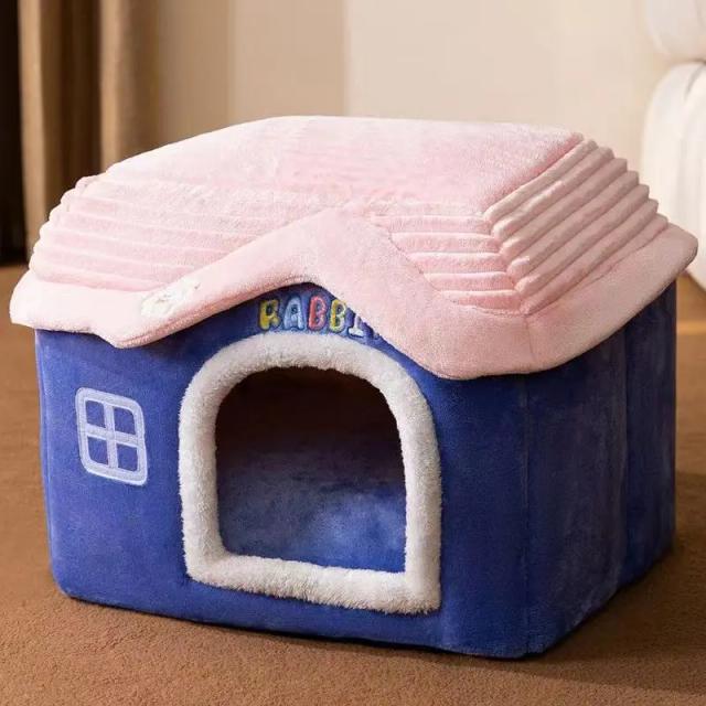 Cama Dobrável Lavável para Pets com Castelo Destacável - Ideal para Cães e Gatos de Pequeno e Médio Porte
