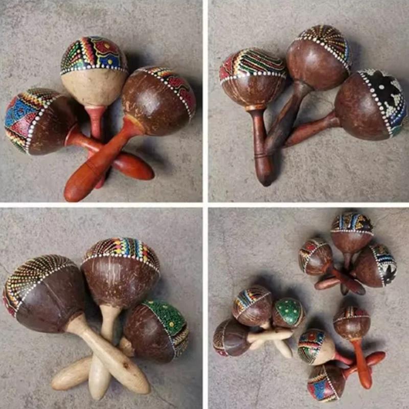 Martelo de areia artesanal Natural Coconut Shell, percussão profissional, instrumento musical para meninos e meninas, hand shaker, maracas, 1pc - Image 1