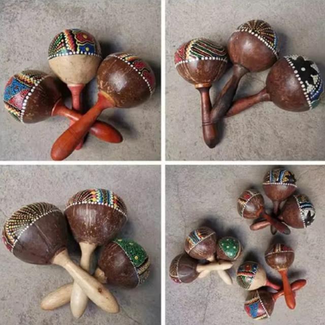 Martelo de Areia Artesanal de Coco Natural - Percussão Profissional para Crianças, Hand Shaker e Maracas, 1 Unidade