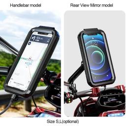 Suporte para celular de bicicleta, à prova d'água, capa, guidão, espelho retrovisor, suporte para celular de 4.7 a 6.8 polegadas - Image 4