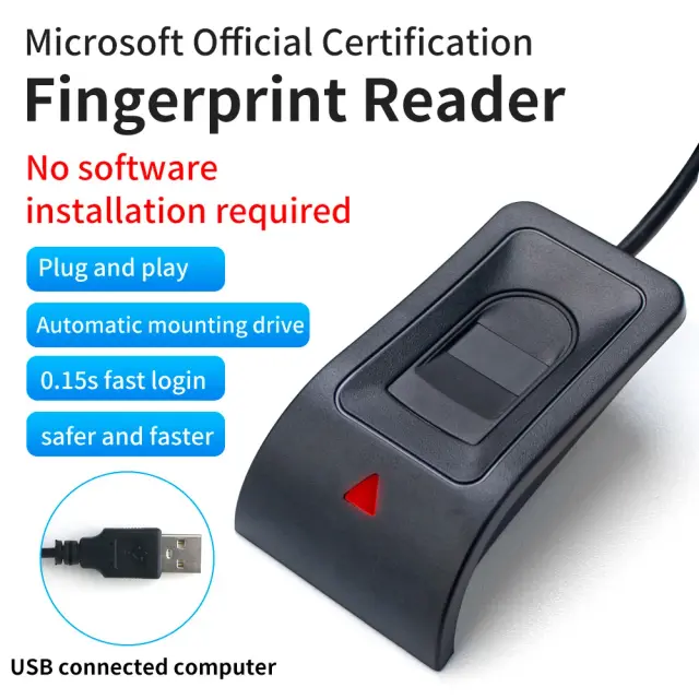 Leitor Biométrico de Impressão Digital para Desktop - Scanner USB com Operação Sem Teclado para PC e Laptop