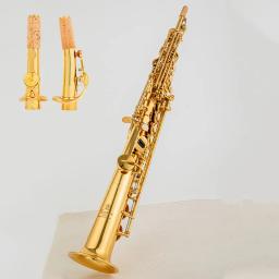 Saxofone soprano com Acessórios para Estojo, Instrumento Musical Profissional, Corpo Liso Dourado Lacado, B-Flat, Feito no Japão, 875EX - Image 1