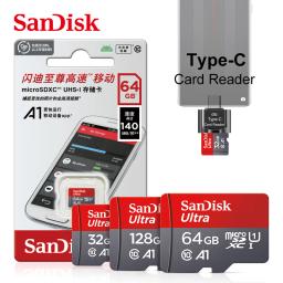 Cartão de memória sanisk a1 original, 256gb 128gb 100mb/s 64gb 32gb, cartão micro sd classe 10 UHS-1 flash microsd tf + leitor de cartão tipo-c - Image 2