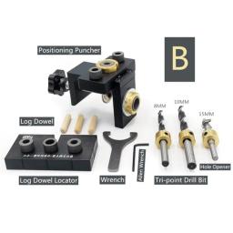 Ajustável Doweling Jig para Carpintaria, Pocket Hole Jig, 8mm, 15mm Broca, Guia de Perfuração, Localizador de Ferramentas Puncher, 1 Pc, 2Pcs em 1 - Image 3