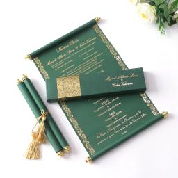 Cartão do convite com caixa de presente e borla, pergaminho personalizado, branco marfim papel cartões, festa de casamento, aniversário, 100pcs - Image 6