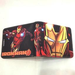 Marvel Anime Cartoon PU Carteira, Homem de Ferro, elegante, simples, dobrável, porta-cartão de alto valor, pequena, presente infantil - Image 1