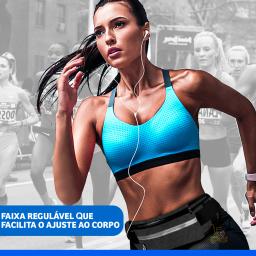 Pochete Esportiva cintura Preta porta celular garrafa utensílios para Corrida Preta - Image 3