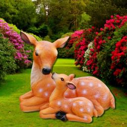 Jardim ao ar livre Estátuas de animais, escultura realista, mães Love Doe and Fawn, Buck Stag, rena, quintal, gramado ornamentos - Image 1