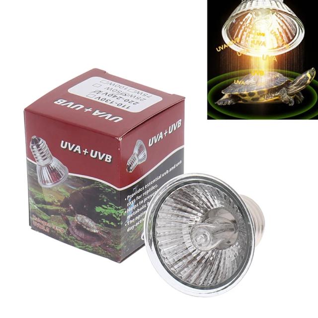 Lâmpada Réptil UV com Controlador de Temperatura e Potências de 25W, 50W e 75W para Aquecimento e Iluminação de Tartarugas