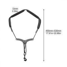 Correia de couro do pescoço do saxofone com pressão do metal, menos almofada do esforço, almofada grossa macia, marrom preto, 22,8 "comprimento - Image 4
