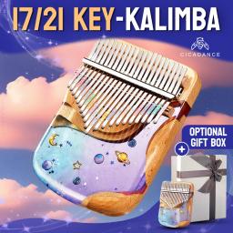 Kalimba Polegar Piano com Teclado de Resina Epóxi, Mbira Portátil, Instrumento Musical para Crianças e Adultos, Iniciantes, 17 ou 21 Teclas - Image 1