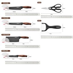 Conjunto de facas de cozinha em aço inoxidável Faca de chef forjada Tesoura Descascador de cerâmica Escultura Paring Knife Ferramentas Cleaver Case de presente - Image 3