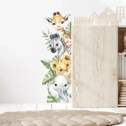 Adesivos de porta animais da selva girafa elefante adesivos de parede para quarto de crianças berçário do bebê decoração do quarto das crianças decalques de parede - Image 6