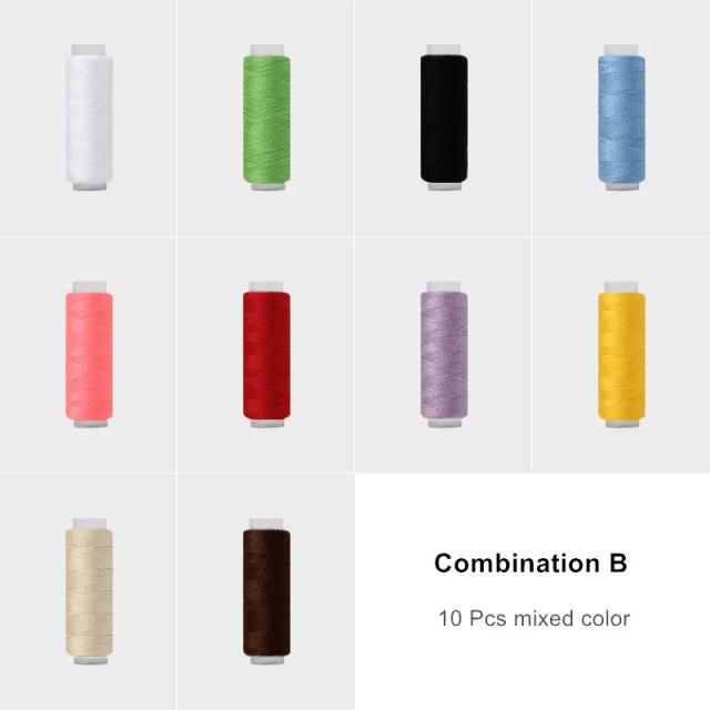 Conjunto Completo de Máquinas de Costura para Tricô e Bordado com Linhas de Poliéster e Nylon - 10 Peças Coloridas e Duráveis
