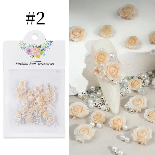 Conjunto de 12 Grades de Resina Mista Bowknot para Decoração de Unhas 3D com Strass e Ferramentas DIY