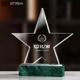 Troféu de cristal de mármore personalizado, lembrança de honra criativa high-end, prêmio de decoração, medalha de forma geométrica, 1pc - Image 5