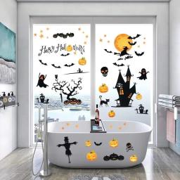 1 folha de decoração de halloween adesivo de parede halloween abóbora bruxa janela adere adesivos diy decoração de janela de vidro adesivos - Image 6