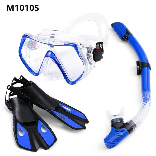 Máscara de Mergulho Profissional com Snorkel e Barbatanas para Snorkeling em Ângulo Largo