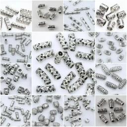 Atacado contas de tubo de prata tibetana diy metal espaçador tubo encantos contas de prata antigas para fazer jóias 20/50/100 peças - Image 2