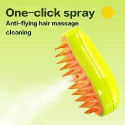 Escova de cabelo a vapor para animais de estimação, escova elétrica Spray, escova vaporosa do cão, massagem gato, pente pet, pentes depiladores, 3 em 1 - Image 5