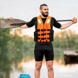 Colete salva-vidas adulto com apito, Colete de natação unissex ajustável, Cinta de segurança, Jaqueta flutuante, Colete salva-vidas para barco - Image 1