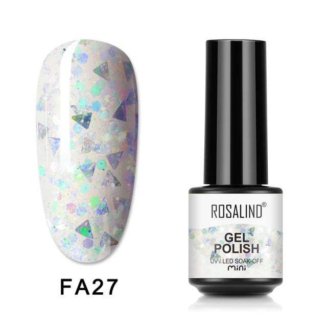 Garrafa Clássica de Vidro Rosalind para Design de Unhas: Gel de Cor Pura, Primer Semi Permanente, Top Coat e LED UV Brilhante
