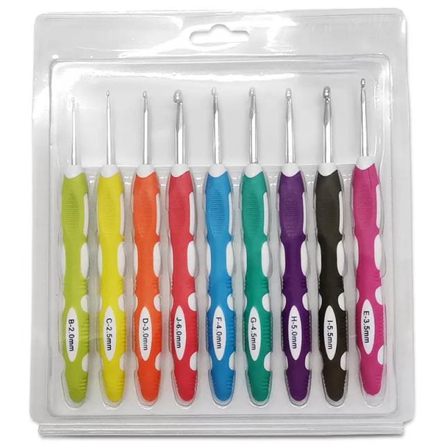 Conjunto Ergonômico de Ganchos de Crochê e Acessórios de Tricô com 9 Peças