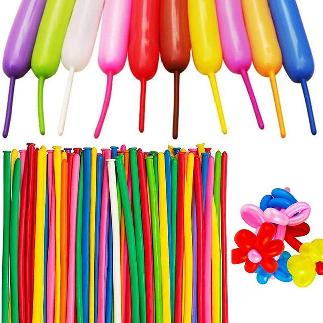 Kit de 100 Balões Longos de 260q em Latex Espesso para Decoração de Festas, Aniversários e Casamentos - Perfeito para Crianças e Projetos DIY