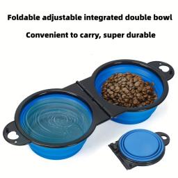 Tigelas duplas dobráveis para Pet, portátil Dog Travel Bowl, dobrável Dog Food Bowl, água Bowl, Outdoor Traveling Supplies, 1Pc - Image 1