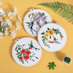 Kit Bordado para Artesanato, Conjunto de Costura Prático, Beija-flor e Flor, Cross Stitch Starter Kits com Padrões e Instruções - Image 3