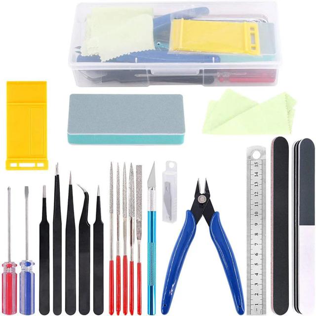 Kit Profissional de Ferramentas para Montagem de Modelos - Conjunto de 21 Peças para DIY e Hobby