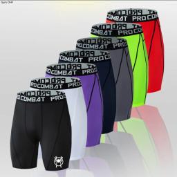 Calções Esportivos de Secagem Rápida Masculina, Fitness, Exercício, Treinamento, Menino, Correndo, Estiramento, Malha, Respirável, Calças Justas de Ciclismo, Leggings, MMA - Image 1