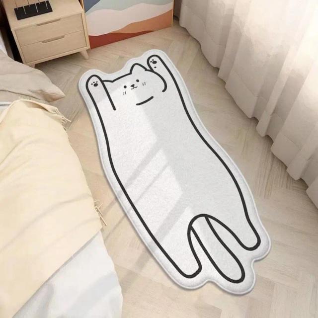 Tapete de Cashmere com Desenhos Animados de Gato e Cão para Decoração Moderna de Quarto e Cama