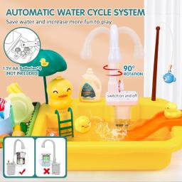 Flutuante água cozinha pia brinquedos, torneira elétrica jogar, brinquedos de bilhar, água jogar - Image 3