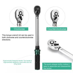 1/4 '' Drive 2-24N.m Conjunto de chave de torque de escala dupla precisa MTB Bike Socket Wrench Kit de caixa de ferramentas de reparo de catraca de bicicleta e motocicleta - Image 5