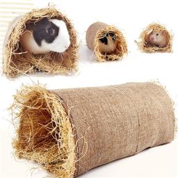 Rabbit Hideaway Toy, Grama, Palha, Coelho, Túnel, Acessórios Hamster, Guineapig, Chinchilla, Furão, Ratos, Gaiola de Roedores, Novo - Image 1
