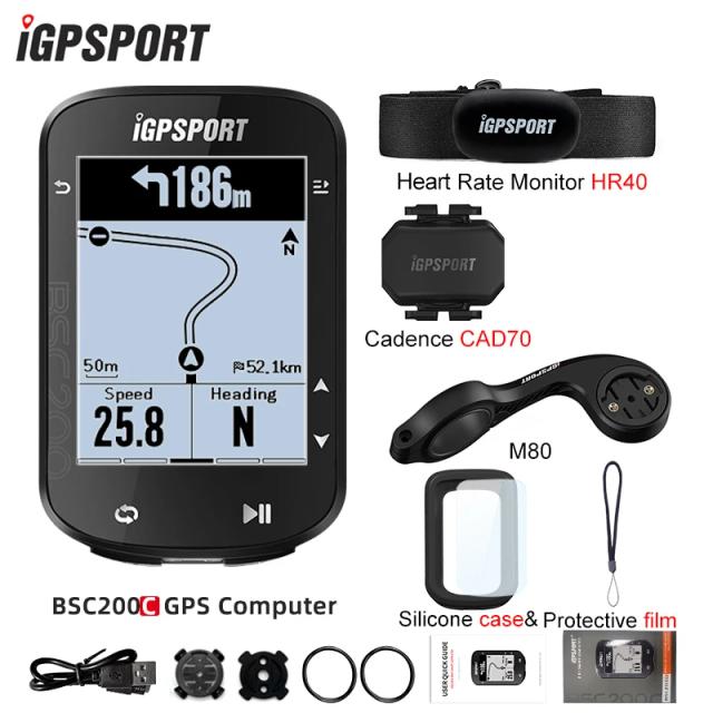 Odômetro de Ciclismo Sem Fio IGPSPORT BSC200C com Sensores GPS, ANT Plus e Navegação Impermeável