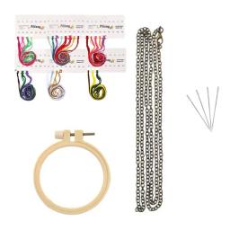 Bordado Kit Colar Pingente com Fio De Agulha, Padrões De Flores, DIY Arte Artesanato, Camisola Decoração - Image 3