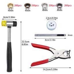 Lmdz 4mm 200 conjuntos scrapbook ilhó andhole punch ferramenta plies diy kit de ferramentas manuais couro artesanato roupas - Image 2