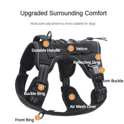 Arnês tático para cães grandes, No Pull, Arnês de estimação ajustável, Refletivo K9, Treinamento Fácil Controle, Colete de Serviço Militar - Image 3