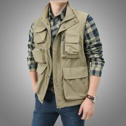 Colete de carga masculino ao ar livre multi-bolso moda colete respirável casaco cada moda bonito masculino usar casaco de alta qualidade - Image 1