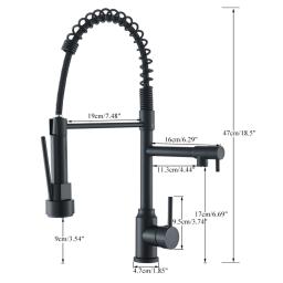 Torneira de cozinha pull down com bico duplo Rotação de 360 ° Torneira misturadora de água quente e fria Single Handle Guindaste para pia montado no deck - Image 5