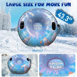 Tubo de neve inflável com alça, anel de esqui, PVC Sledding Tube, tubulação grossa, acessórios de esqui, inverno, 96 cm, 120cm - Image 2