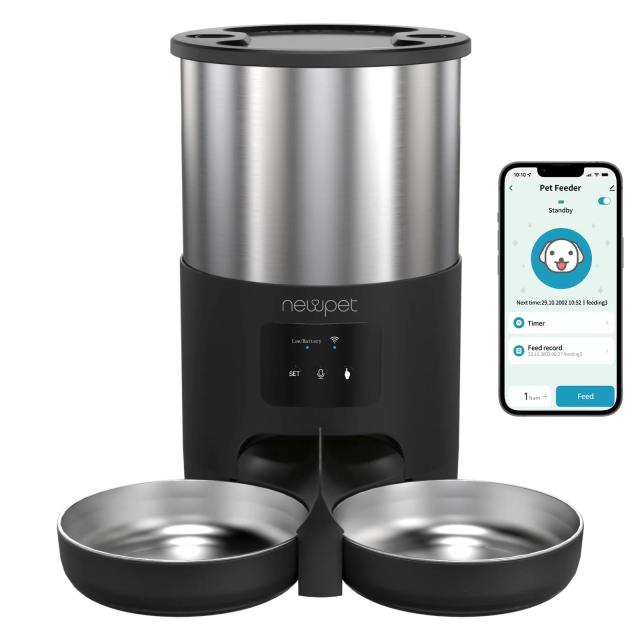 Alimentador Automático de Animais de Estimação Tuya Smart APP para Cães e Gatos de Pequeno e Médio Porte com Controle Remoto