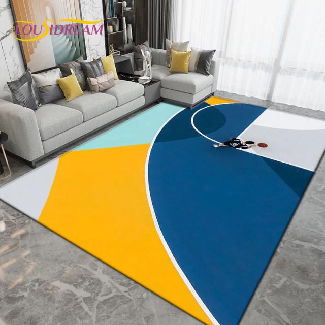 Tapete 3D Criativo de Basquete para Sala, Quarto, Cozinha e Banheiro com Antiderrapante