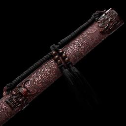Espada chinesa tradicional forjada à mão, 108cm, aço t10, com lâmina de cor vermelha, real, tang completo, treinamento pronto, metal, tsuka, ghost catana - Image 3