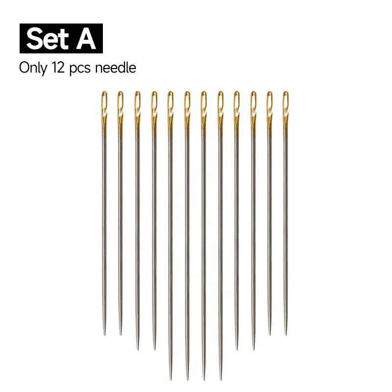 Agulhas de costura multi-tamanho, abertura lateral, aço inoxidável, escurecimento, ferramentas manuais domésticas, 12 pcs, 36pcs - Image 1