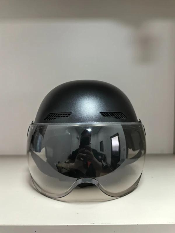 Capacete de Motocicleta Vintage Preto com Óculos para Ciclismo Urbano e E-bike