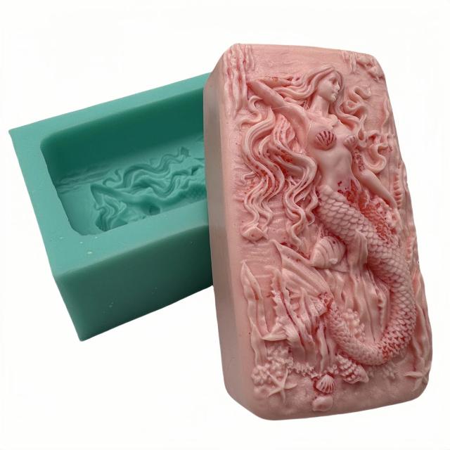 Molde de Silicone Artesanal para Sabão Natural com Design de Sereia