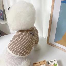 Roupa listrada verde para cães, colete de pelúcia, macio do que o urso, camiseta de cachorro pequeno, moda pet, verão - Image 3